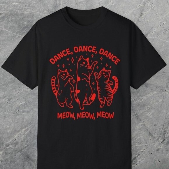 Cute Dancing Cats Shirt, Funny Cat T-Shirt - Picture 1 of 4